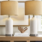 Elegant Off-White Linen Table Lamp for Bedroom