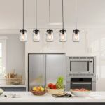 Rustic Charm: Farmhouse Mason Jar Pendant Light for Kitchen Island