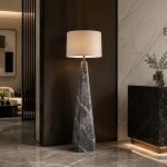 Ultimate Reception Area Elegance: Grigio Carnico Marble Floor Lamp